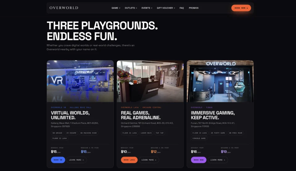 Overworld entertainment website screenshot